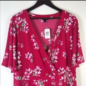 Torrid Pink Floral Surplice Dress Size 2